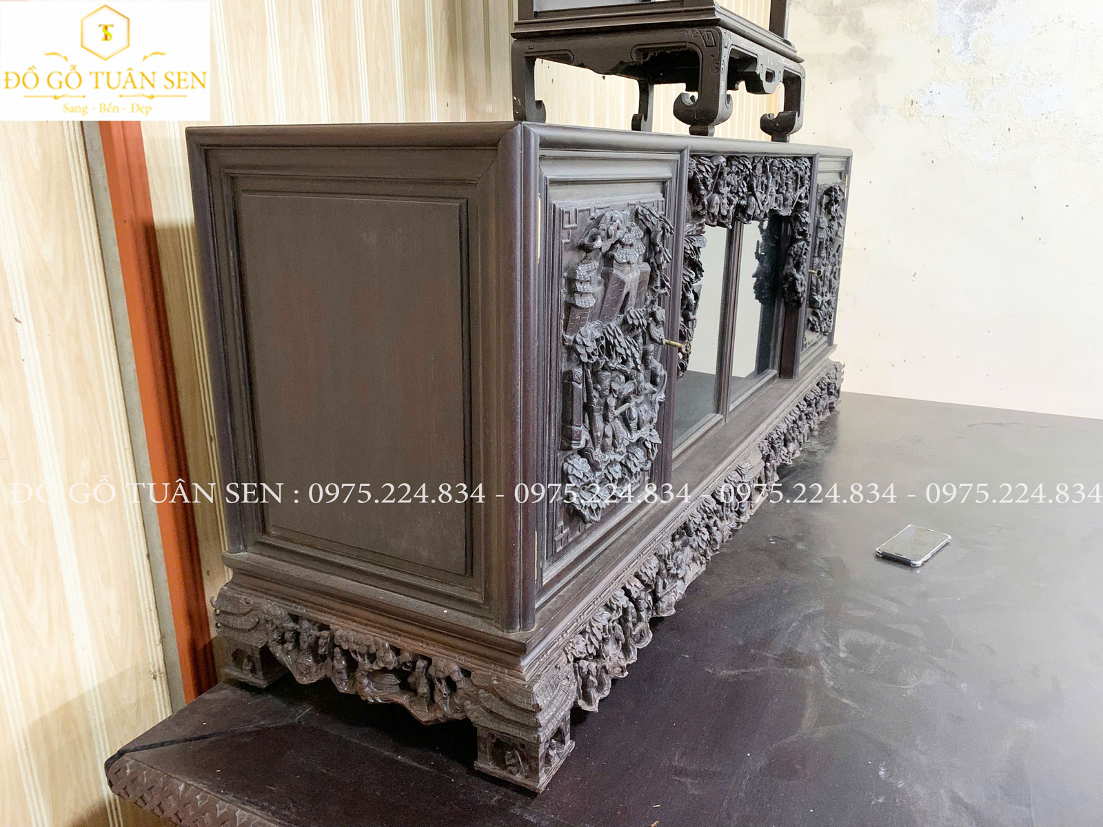 vẻ đẹp tinh xảo tủ chè gỗ gụ